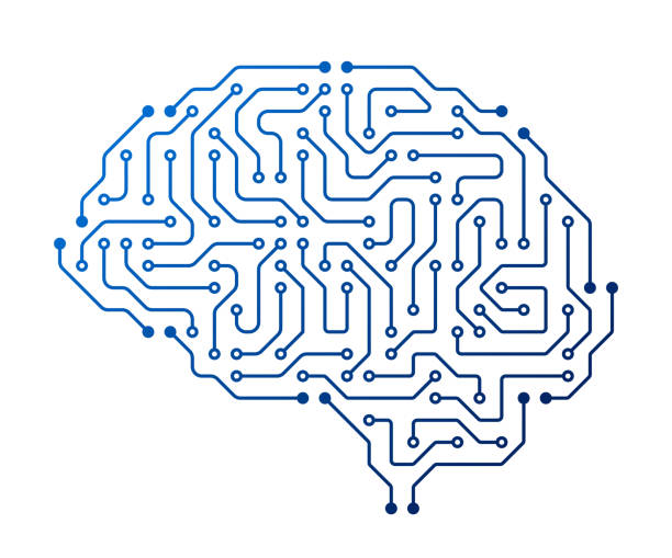 illustration of a human brain with circuits in it